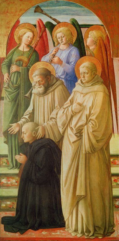Triptych Depicting the Coronation of the Virgin (right panel: the Dominican Saints, angel musicians and a Benedictine monk) by Fra Angelico